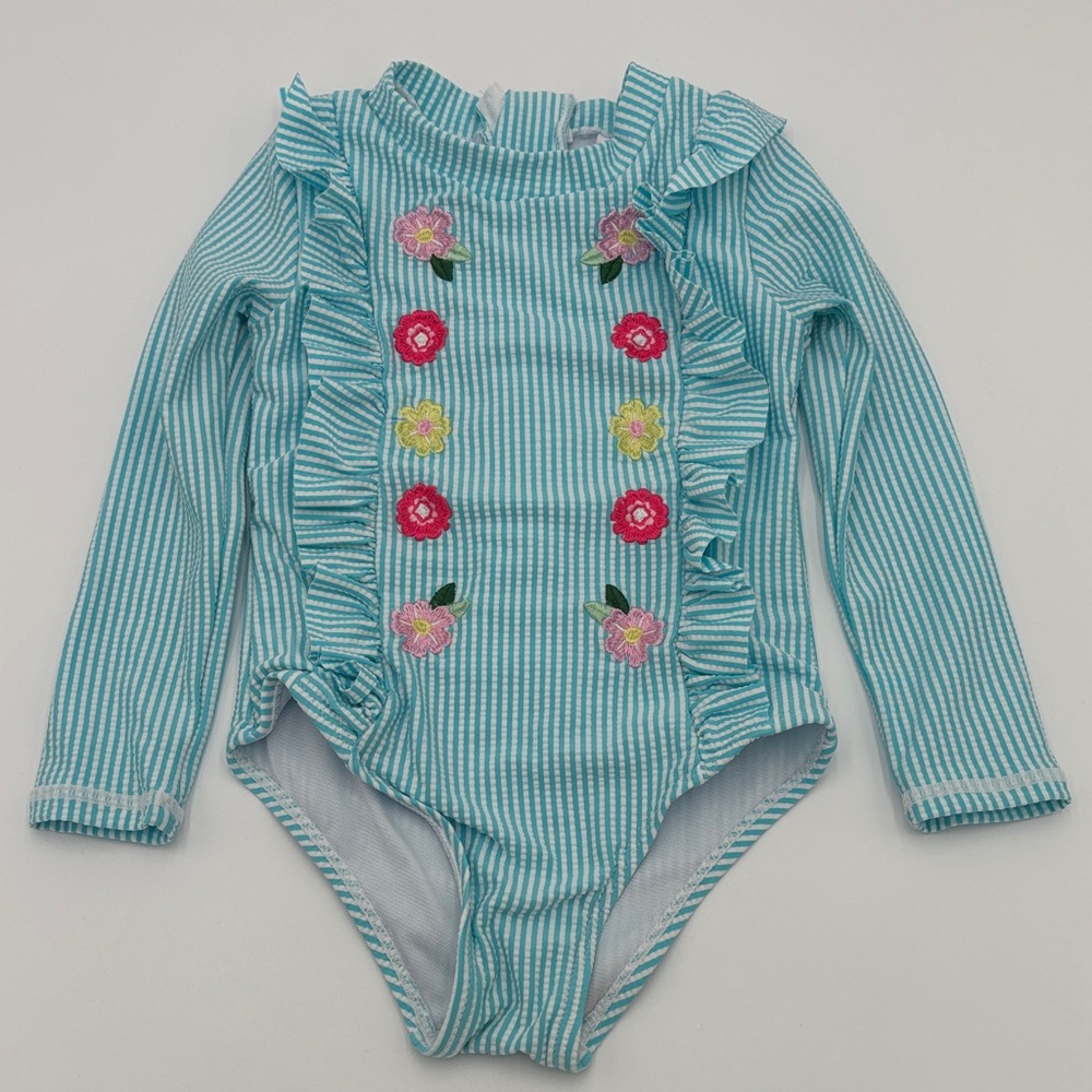 Nicole Miller One-Piece Rashguard Swimsuit Tagged 3T Fits 2T